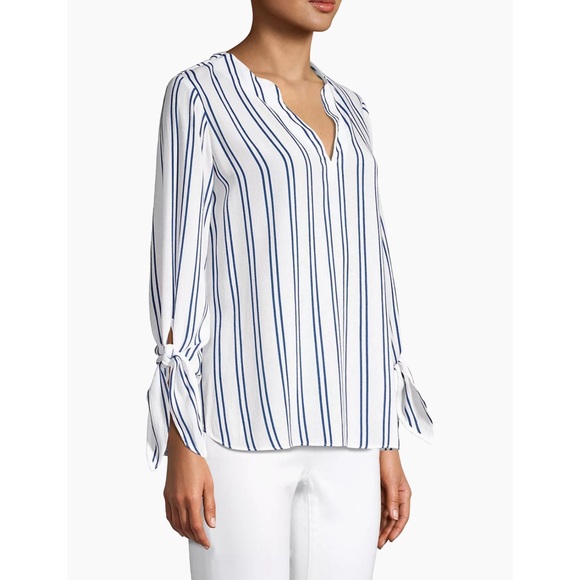 MICHAEL Michael Kors Double Striped Tie Blouse - Picture 1 of 7